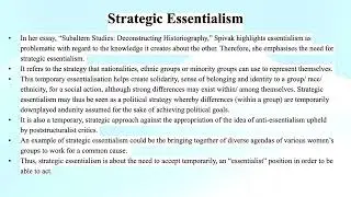 Strategic Essentialism (Postcolonial Studies)