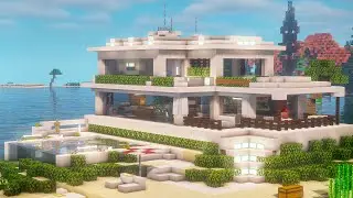 Построили СОВРЕМЕННЫЙ ДОМ У МОРЯ в Minecraft 4k | HOW WE BUILT A MODERN HOUSE IN MINECRAFT 4K