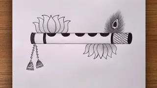 Shree Krishna bansuri drawing || little Krishna bansuri drawing || how to draw Krishna flute