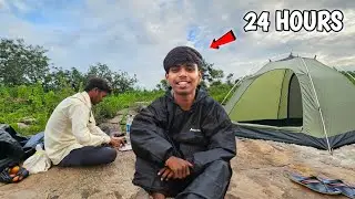 24 hours camping challenge in forest - with friends 