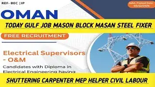 Today Gulf Job Mason #Block #Masan #Steel #Fixer #Shuttering #Carpenter #Mep #Helper #civil #Labour