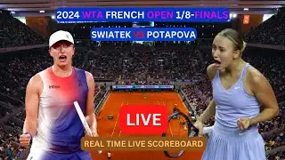 Iga Swiatek Vs Anastasia Potapova LIVE Score UPDATE Women's Tennis 2024 WTA French Open 1/8-Finals