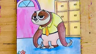 Hướng dẫn b&eacute; vẽ nh&acirc;n vật Ch&uacute; Lười 🦥 Flash trong Hoạt h&igrave;nh Zootopia | Trang Babie Artist