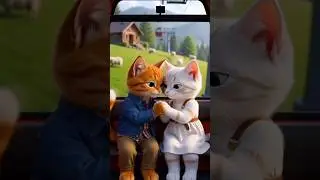 Cute Cat Couple First Ride 🐱💖 | AI 3D Animation