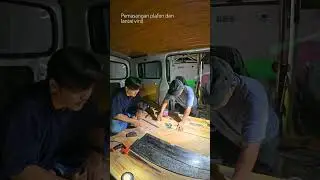 Proses pemasangan plafon dan lantai vinil #camping #campervan #campervanlife #vinyl