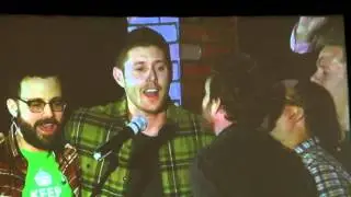 Jensen singing with the band Chicon 2014