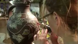 Doug Fitch Slipware Potter Making pots with Hannah McAndrew October 2012