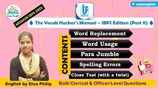 Master Series-22. 🔥The Vocab Hacker&rsquo;s Manual &ndash; IBPS Edition (Part II)🔥 Useful for all exams🎯 By Elsa