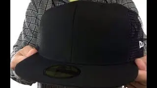 New Era 'MESH-BACK 59FIFTY-BLANK' Black-Black Fitted Hat
