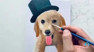Hat Puppy! Acrylic  Painting -  Bellofy Painting Paper