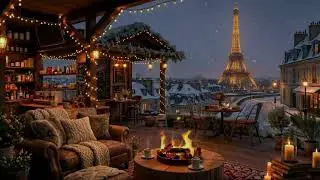 Cozy Winter Jazz in Paris ❄️ Balcony Caf&eacute; Ambience & Crackling Fireplace with Smooth Jazz for Focus