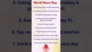 10 Lines On World Heart Day ! Short And Easy Essay #worldheartday #heartday #heartcare