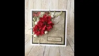 Christmas card with foamian poinsettia