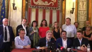 Conferenza stampa nuovo sindaco di Genova, Marco Bucci