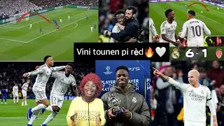 Real Madrid 6-1 Monaco/ Vini jr tounen pi rèd, 3 pas 1 gòl, Arbeloa bay jwè a gwo konfyans li bezwen