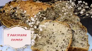 Çekirdekli ekmek yoğurmadan bes dakikada hazır | Dinkel Volkornbrot selber  backen einfach