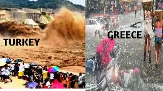 Apocalypse by flood Turkey is under flood and Greece under hailstorm.