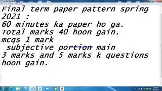 #Final term Paper pattern spring 2021