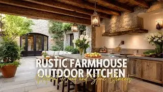 Rustic Farmhouse Outdoor Kitchen Inspirations with Natural Wood and Stone Elements