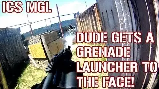 ICS MGL - Dude gets a grenade launcher to the face!