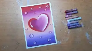 Heart water drop drawing for valentine's day ❤️ Oil pastel drawing