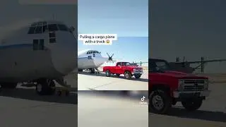 Pulling a 100,000 Pound C130 Cargo Plane #reels #shortsfeed #foryou #insane #chevy #insane #plane