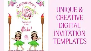 Luau Birthday party invitation, luau theme party invite,Hawaiian themed kids party,Luau party invite