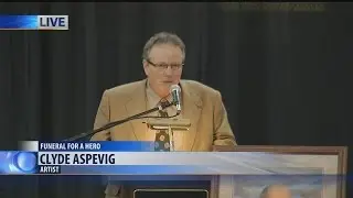 Video Extra: Artist Clyde Aspevig speaks at Ben Steele memorial service