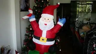 christmas inflatable  Santa claus on a gift box 6 feet tall day light an gian vietnam  more to come