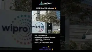 Wipro Mega Walk-In Drive Hyderabad 💐🔥🥳  | 25th-27th Nov |2022,2023,2024 Freshers #wipro #hiring #job