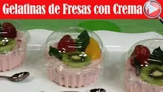 GELATINAS de Fresas con Crema y Frutas Individuales 🍓 Fáciles y PERFECTAS para Vender