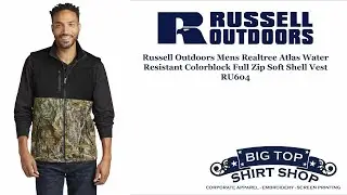Russell Outdoors Mens Realtree Atlas Water Resistant Colorblock Full Zip Soft Shell Vest RU604