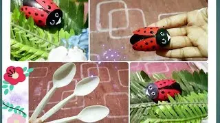 #newcraft2020 Ladybug making by using plastic spoon/ How to make ladybug