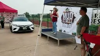 Rose singing national anthem at the 2017 Mudstacle