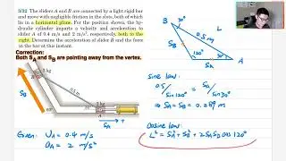 Example 3/32 Rectilinear Motion with Rigid Bar Connection