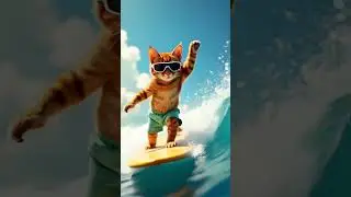 Surfing Cat Masterclass 🐱🏄&zwj;♂️ | Epic Summer Vibes #Shorts #aiart