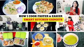 HOW I COOK FASTER WITH SMART KITCHEN GADGETS/HEALTHY QUICK BREAKFAST,JEERA RICE & RAJMA,VEG MOMOS