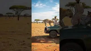 Leopard attacks tourist in savannah wild chase caught on camera #wildlife #safari #danger
