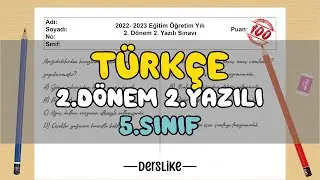 5. Sınıf Türkçe 2.Dönem 2.Yazılı Soruları #2023