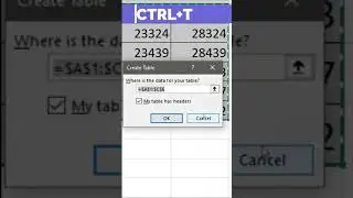 How To Create An Excel Table From A Data List | Excel Table | Excel Shortcuts Keys 2021 | #Shorts