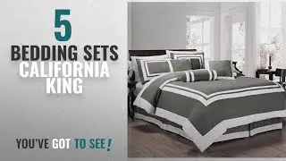 Top 10 Bedding Sets California King [2018]: Chezmoi Collection 7 Pieces Caprice Gray/White Square