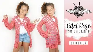 crochet gilet ajour&eacute; pour fillette  &eacute;t&eacute;  toutes  les tailles