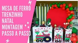 DECORAÇAO DE NATAL MESA DE FERRO VIRANDO TRENZINHO