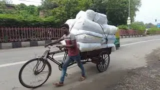 Cycle rishshaw | Cycle rickshaw Cart Stock Video | Copyright Free Video | Firrst Footage