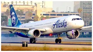 [4K] ALASKA AIRLINES AIRBUS A321-253N LAX ARRIVAL - PLANE SPOTTING - SEPTEMBER 2019