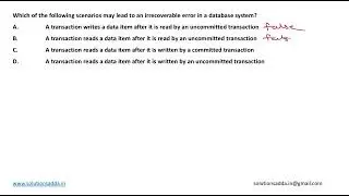 NIC-NIELIT STA 2020 | DBMS | TRANSACTIONS | NIC TEST SERIES | SOLUTIONS ADDA | EXPLAINED BY ANSHUMAN