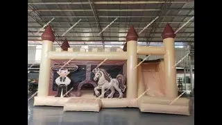Commercial Combo Bounce House Inflatables Slide Rider And Horse Jumping Castle And Slide For Sale