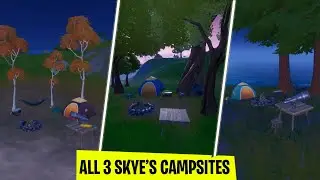 All (3) Skye's coastal campsites location in fortnite chapter 2 season 2 | Skye Adventure Challenge