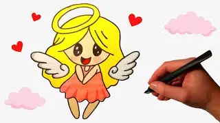 How to Draw a Cute Angel Girl Easy | Cute drawings