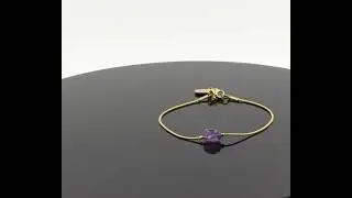 Golden Stainless steel bracelet 1 Freeform Amethyst from Brazil 5mm-8mm Bead.